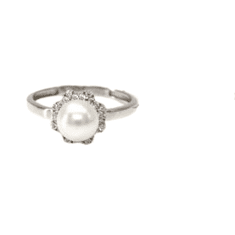 Pattic Prsten z bílého zlata se středovou perlou a zirkony AU 585/000 2,05 gr, PR206139201