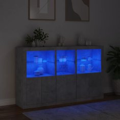 Vidaxl Příborník s LED osvětlením betonově šedý 162 x 37 x 100 cm