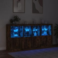 Vidaxl Příborník s LED osvětlením kouřový dub 202 x 37 x 100 cm