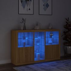 Vidaxl Příborník s LED osvětlením dub sonoma 162 x 37 x 100 cm