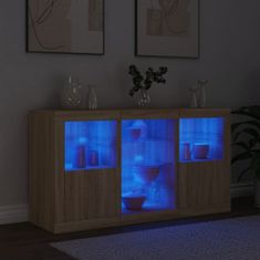 Vidaxl Příborník s LED osvětlením dub sonoma 123 x 37 x 67 cm