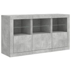 Greatstore Příborník s LED osvětlením betonově šedý 123 x 37 x 67 cm