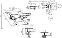 Fellowes Držák monitoru Brateck LDT66-C024ML jedno kloubové rameno + jeden držák laptopu vedle sebe na tyčové