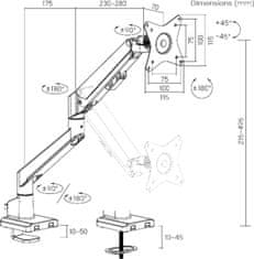 Fellowes Držák monitoru Brateck LDT62-C012 jedno rameno plynová vzpěra