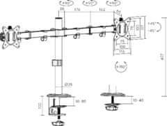 Fellowes Držák monitoru Brateck LDT66-C024 kloubová ramena vedle sebe na tyčovém držáku