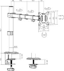 Fellowes Držák monitoru Brateck LDT66-C012 jedno kloubové rameno na tyčovém držáku