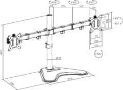 Fellowes Držák monitoru Brateck LDT66-T024 dvě kloubová ramena vedle sebe na tyčovém držáku samostatně stojíc