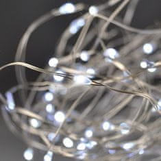 Solight Solight vánoční řetěz stříbrný, 100x mini LED, 10m, 3 x AA, studené světlo 1V54-W