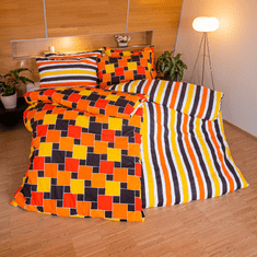 Stanex Ložní povlečení bavlněné orange (LS219) rozměr: 140 x 200 + 90 x 70, Zapínání: Knoflíkové