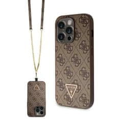 Guess hard silikonový obal iPhone 15 PRO MAX 6.7" Brown Crossbody 4G Diamond Triangle