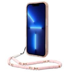 Guess GUHCP14XHGCOHP hard silikonové pouzdro iPhone 14 PRO MAX 6.7" pink Translucent Pearl Strap