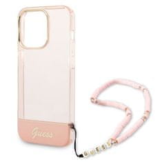 Guess GUHCP14XHGCOHP hard silikonové pouzdro iPhone 14 PRO MAX 6.7" pink Translucent Pearl Strap