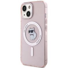 Karl Lagerfeld hard silikonové pouzdro iPhone 15 6.1" pink IML Choupette MagSafe