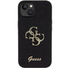 Guess hard kryt na iPhone 15 6.1" Black Glitter Script Big 4G