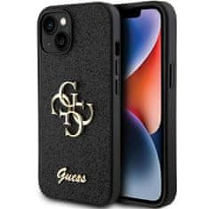 Guess hard kryt na iPhone 15 6.1" Black Glitter Script Big 4G