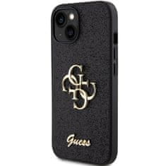 Guess hard kryt na iPhone 15 6.1" Black Glitter Script Big 4G