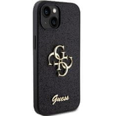 Guess hard kryt na iPhone 15 6.1" Black Glitter Script Big 4G