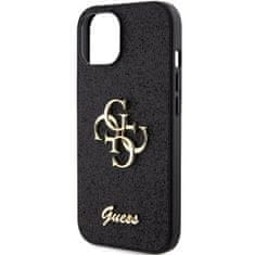 Guess hard kryt na iPhone 15 6.1" Black Glitter Script Big 4G