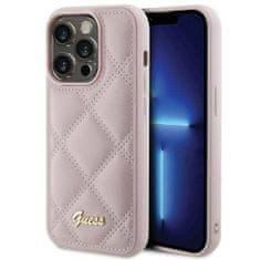 Guess hard obal na iPhone 15 PRO 6.1" Pink Quilted Metal Logo