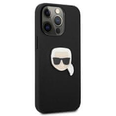 Karl Lagerfeld KLHCP13LPKMK hard silikonové pouzdro iPhone 13 / 13 Pro 6.1" black Leather Ikonik Karl`s Head Metal