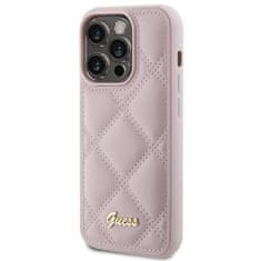 Guess hard obal na iPhone 15 PRO MAX 6.7" Pink Quilted Metal Logo