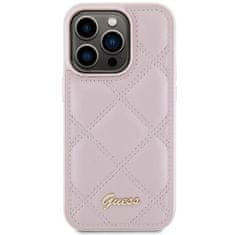 Guess hard obal na iPhone 15 PRO MAX 6.7" Pink Quilted Metal Logo