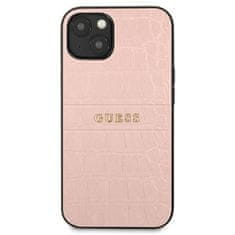 Guess GUHCP13SPCRBPI hybrid silikonové pouzdro iPhone 13 Mini 5.4" pink Croco Strap Collection