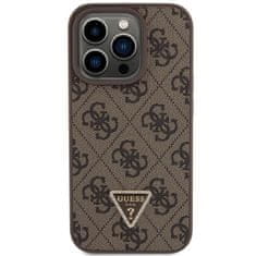 Guess hard silikonový obal iPhone 15 PRO 6.1" Brown Leather 4G Triangle Strass