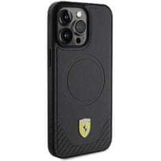 Ferrari hard silikonové pouzdro iPhone 15 PRO MAX 6.7" black Carbon Metal Logo MagSafe