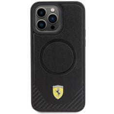 Ferrari hard silikonové pouzdro iPhone 15 PRO MAX 6.7" black Carbon Metal Logo MagSafe