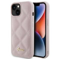 Guess hard obal na iPhone 15 6.1" Pink Quilted Metal Logo