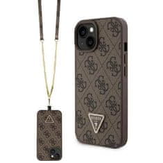 Guess hard silikonový obal iPhone 15 6.1" Brown Crossbody 4G Diamond Triangle