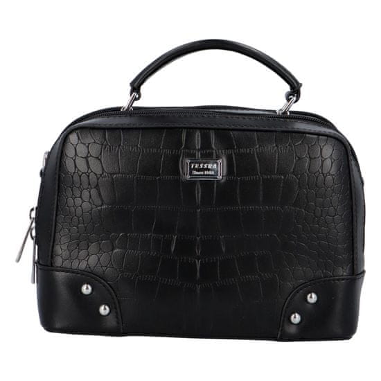 Tessra Milano Stylová crossbody kabelka Croco Sia, černá