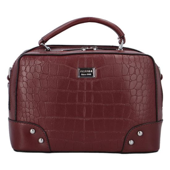 Tessra Milano Stylová crossbody kabelka Croco Sia, vínová