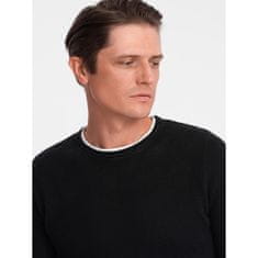 OMBRE Pánský bavlněný svetr s kulatým výstřihem V1 OM-SWSW-0103 černý MDN124227 S