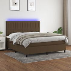 shumee Box spring postel s matrací a LED tmavě hnědá 180x200 cm textil