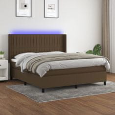 shumee Box spring postel s matrací a LED tmavě hnědá 180x200 cm textil