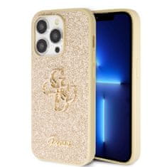 Guess  PU Fixed Glitter 4G Metal Logo Zadní Kryt pro iPhone 15 Pro Max Gold