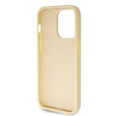 Guess  PU Fixed Glitter 4G Metal Logo Zadní Kryt pro iPhone 15 Pro Max Gold