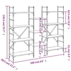 Vidaxl Knihovna sonoma dub 160 x 28,5 x 136,5 cm kompozitní dřevo