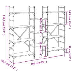 Vidaxl Knihovna šedá sonoma 160 x 28,5 x 136,5 cm kompozitní dřevo