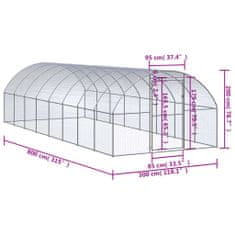 Vidaxl Venkovní klec pro kuřata 3 x 8 x 2 m pozinkovaná ocel