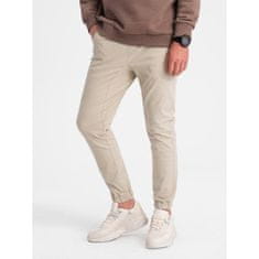 OMBRE Pánské látkové kalhoty JOGGERS V10 P885 béžové MDN14803 L