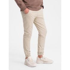 OMBRE Pánské látkové kalhoty JOGGERS V10 P885 béžové MDN14803 L