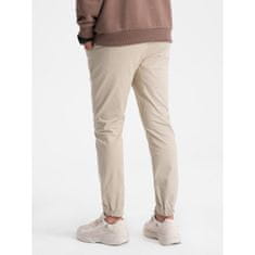 OMBRE Pánské látkové kalhoty JOGGERS V10 P885 béžové MDN14803 L