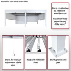 MCW Pergola L46 s 6x boční stěnou, zahradní pavilon s lamelovou roletou, 11cm hliníkový rám, odolný proti bouřce 3x6m ~ antracitová