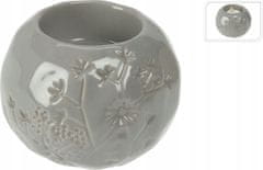 Koopman Dekorativní porcelánový svícen šedý 8,8 x 7,2 cm