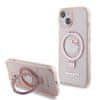 HELLO KITTY obal na iPhone 15 6.1" Pink IML Ringstand Glitter Head Logo MagSafe