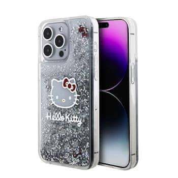 HELLO KITTY silikonový obal na iPhone 15 PRO MAX 6.7" Liquid Glitter Electroplating Head Logo