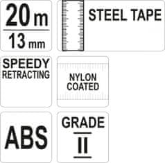 YATO Pásmo měřící ocelové 20m,13mm